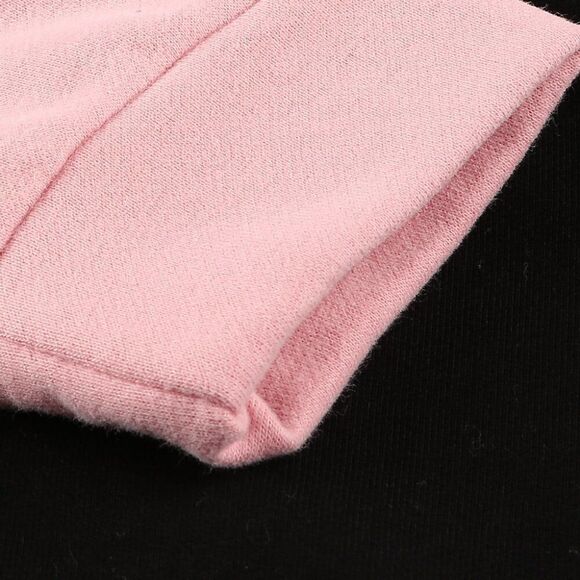 Hoodie Sweater Sweatshirt pink cotton color block quarter zip pullover - Picture 11 of 16